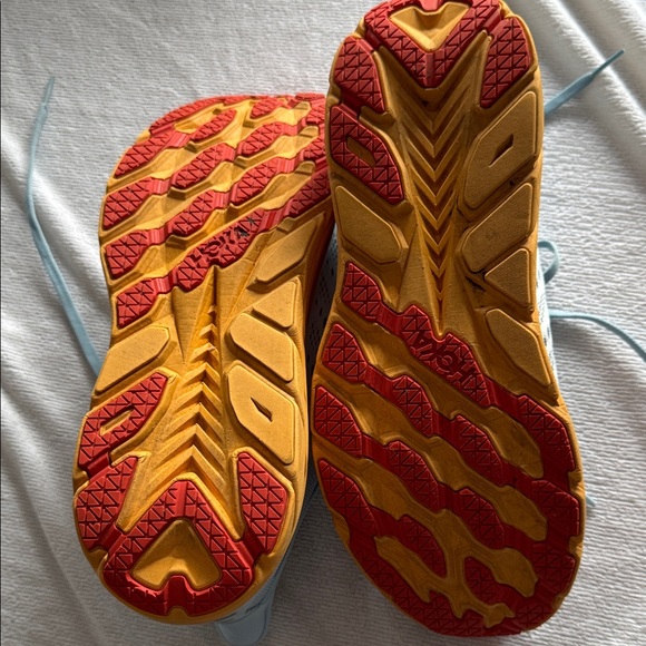 Hoka Clifton 8 Sky Blue with Orange Trim - Picture 3 of 5